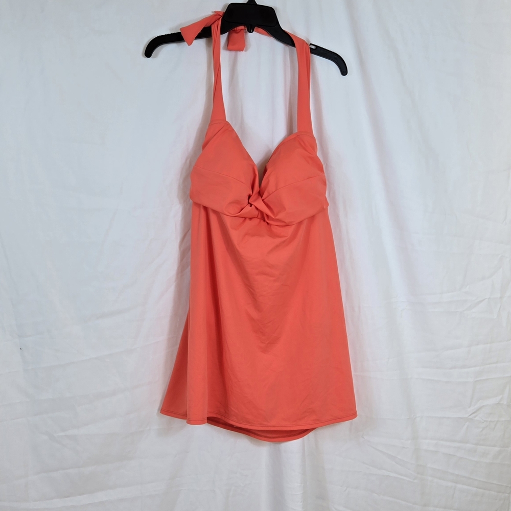 Suddenly Slim Catalina Womens Orange Hip Hider Halter‎ One Piece Swimsuit XL NEW